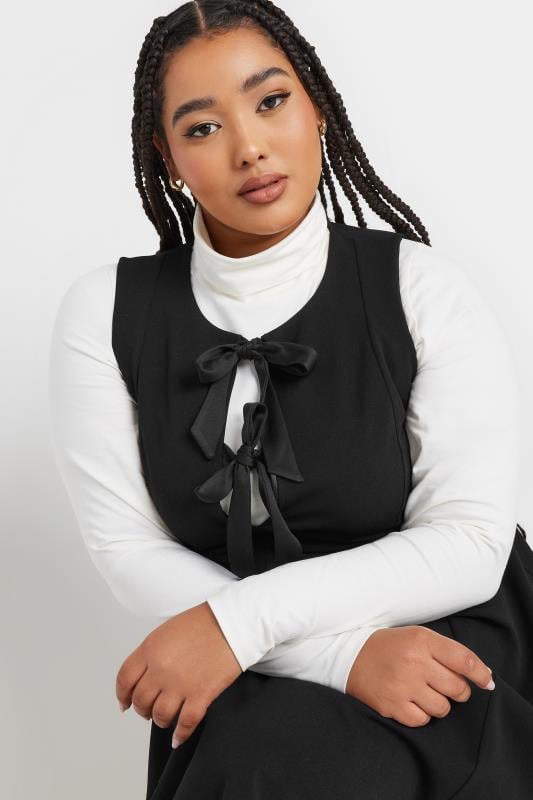 YOURS Plus Size Black Bow Tie Pinafore Dress | Yours Clothing  4