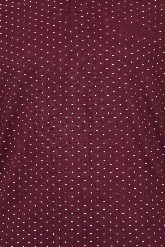 BadRhino Big & Tall Burgundy Red Dobby Print Polo Shirt | BadRhino 2