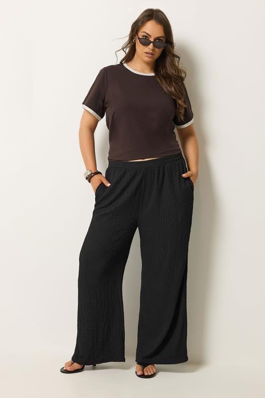 YOURS Plus Size Chocolate Brown Contrast Trim T-Shirt | Yours Clothing 2