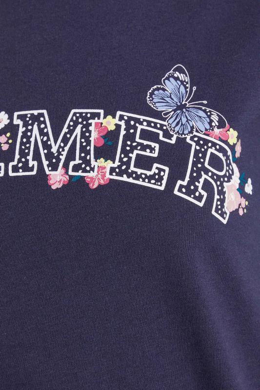 Petite Navy Blue 'Dreamer' Floral Print Pyjama Set 6