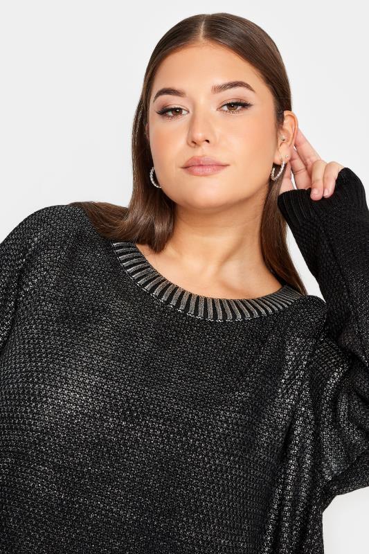 YOURS Curve Black Metallic Jumper | Yours Clothing 4