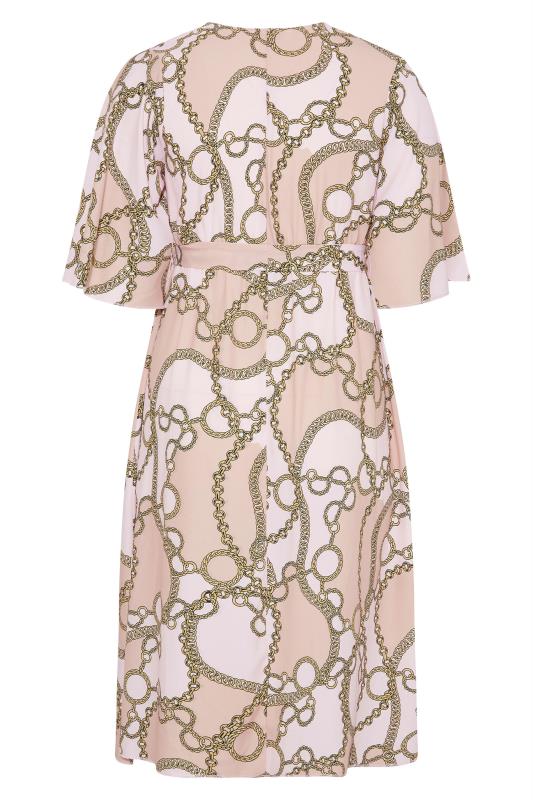 YOURS LONDON Plus Size Pink Chain Print Wrap Dress | Yours Clothing 7
