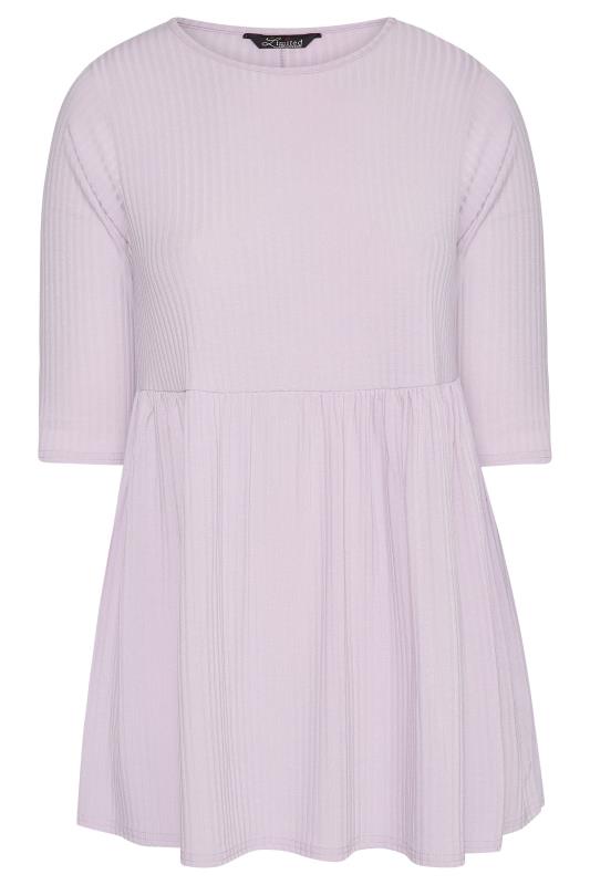 LIMITED COLLECTION Curve Lilac Purple Ribbed Smock Top 5