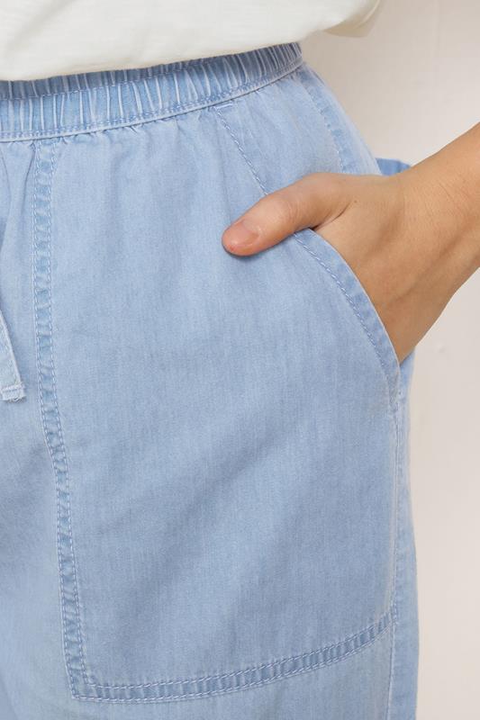 M&Co Blue Lightwash Denim Cropped Cotton Trousers | M&Co 4