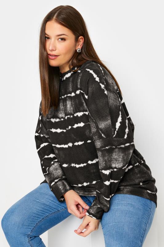 YOURS Plus Size Black Tie Dye Soft touch Jumper | Yours Clothing 4