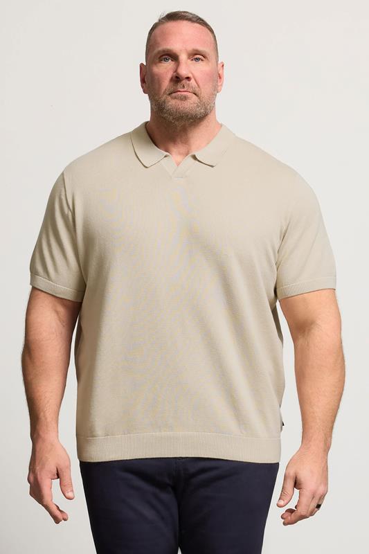  JACK & JONES Big & Tall Stone Brown Knitted Polo