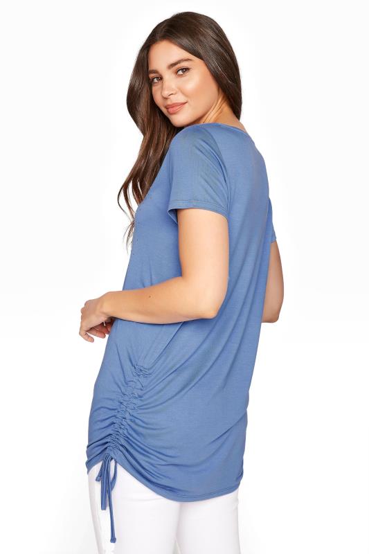 LTS Denim Blue 'I Love My Life' Ruched Side Tunic Top | Long Tall Sally 3