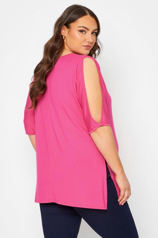 BUMP IT UP MATERNITY Plus Size Pink Cold Shoulder Split Hem Top | Yours Clothing 4