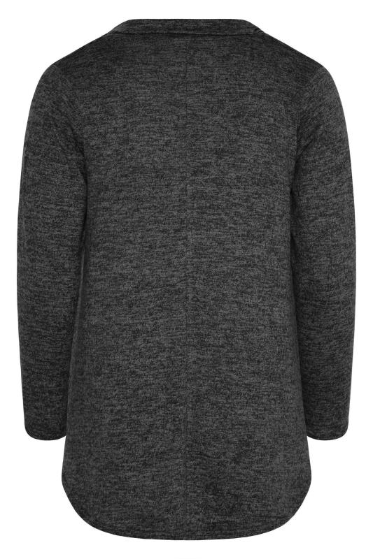 Curve Grey Marl Rugby Collar Knitted Top 7