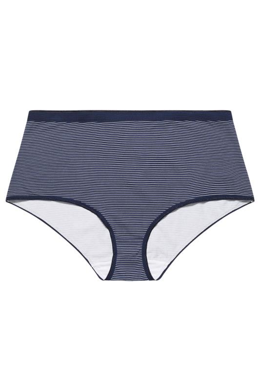 YOURS 5 PACK Plus Size Blue & White High Waisted Full Briefs | Yours Clothing 8
