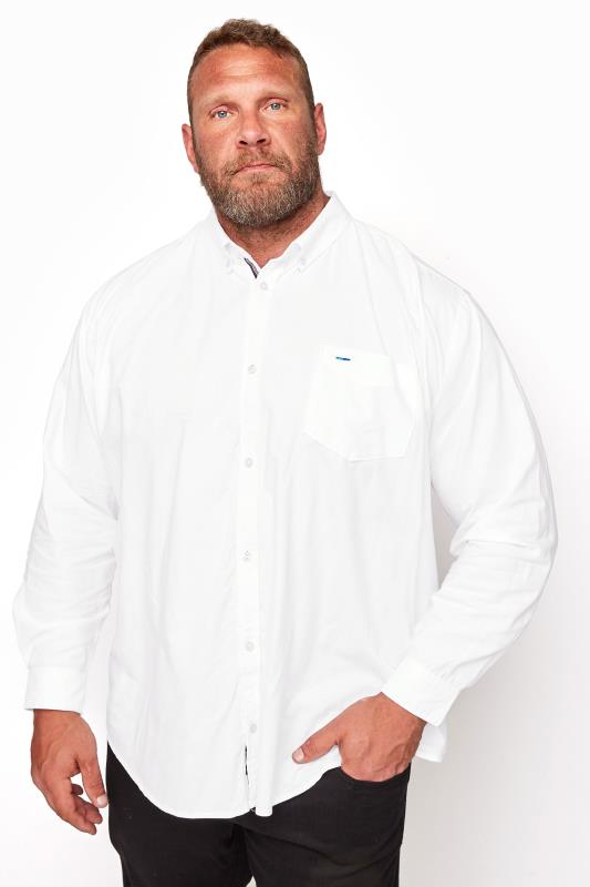 BadRhino Big & Tall White Essential Long Sleeve Oxford Shirt 1