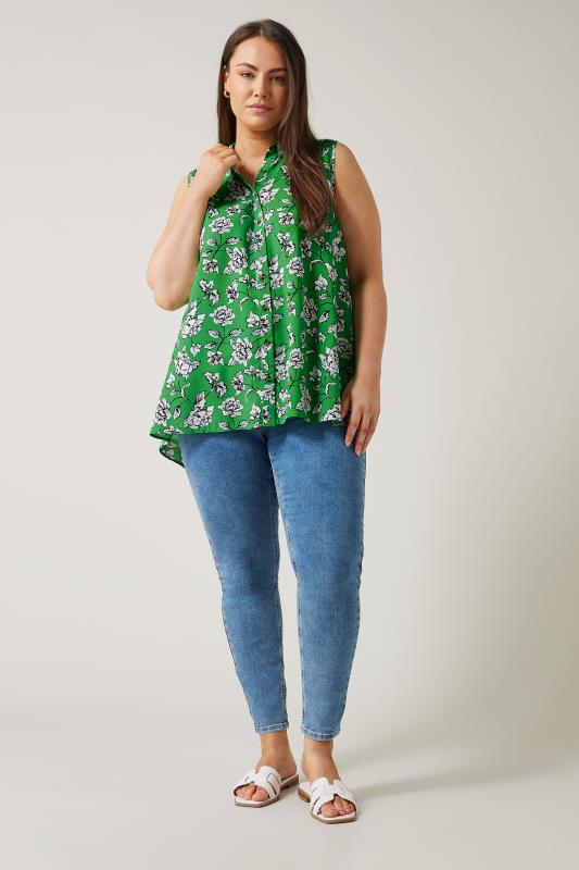 EVANS Plus Size Green Floral Print Tunic | Evans 2
