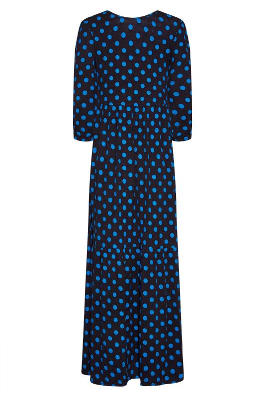 Tall Women's Black & Blue Polka Dot Smock Maxi Dress | Long Tall Sally 7