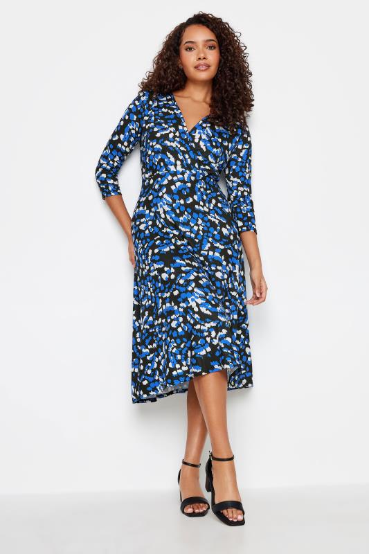 M&Co Blue Animal Print Wrap Dress | M&Co 1