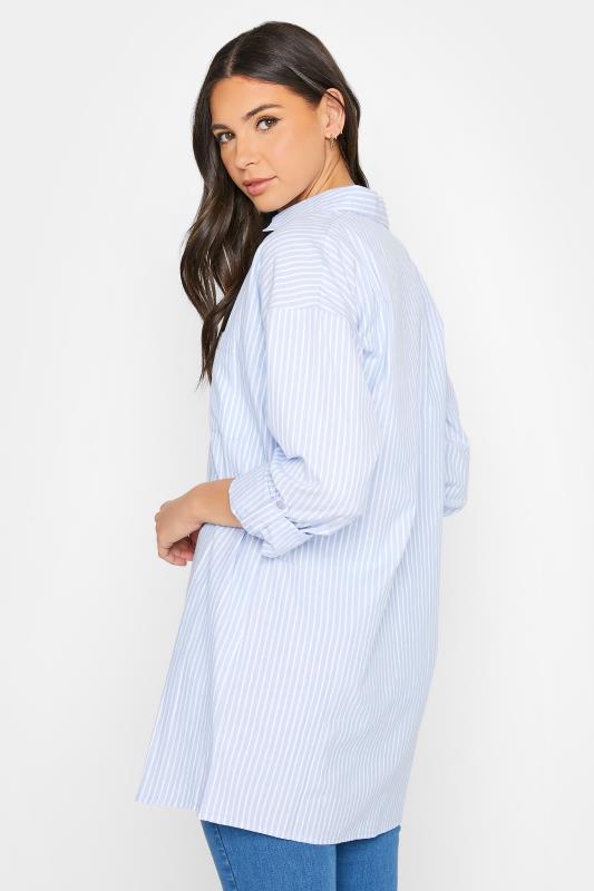 LTS MADE FOR GOOD Tall Women's Blue Stripe Cotton Shirt | Long Tall Sally 3