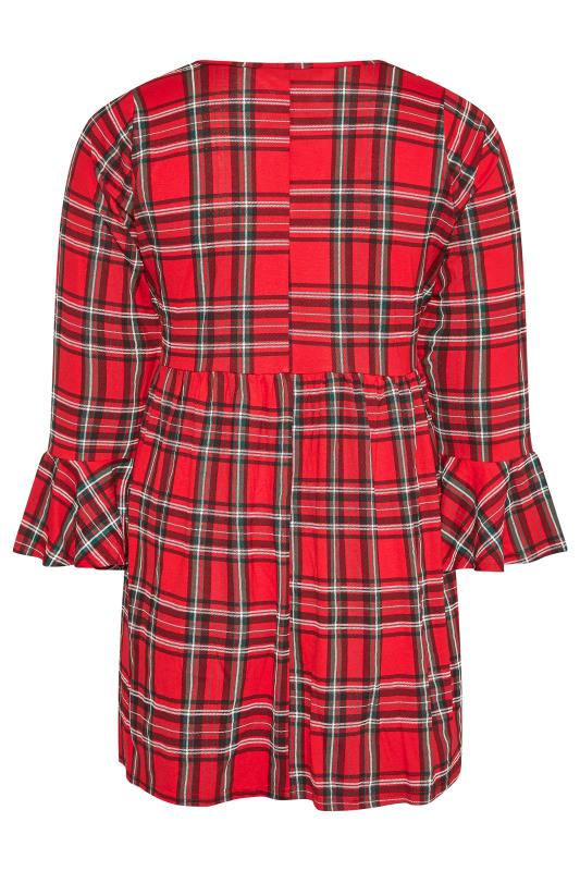 LIMITED COLLECTION Red Tartan Flare Sleeve Smock Tunic_BK.jpg