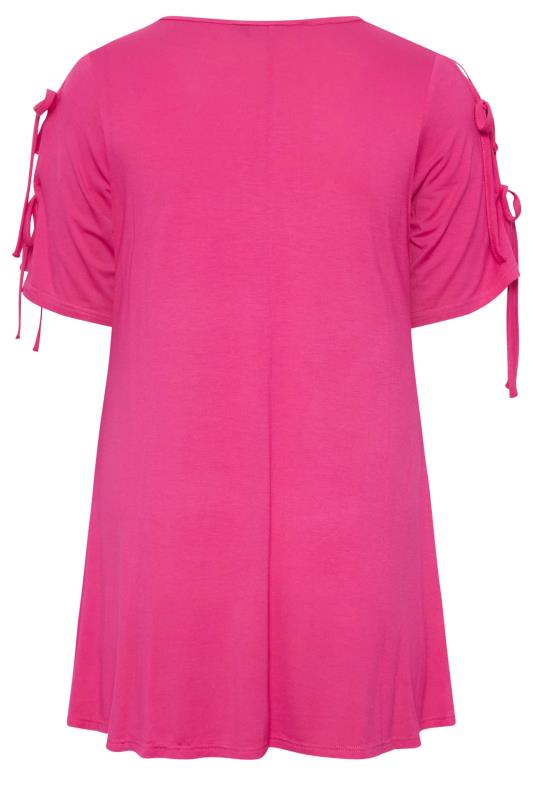 LIMITED COLLECTION Plus Size Pink Tie Sleeve Top | Yours Clothing 7
