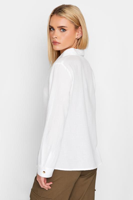 Petite White Linen Blend Shirt  | PixieGirl 3