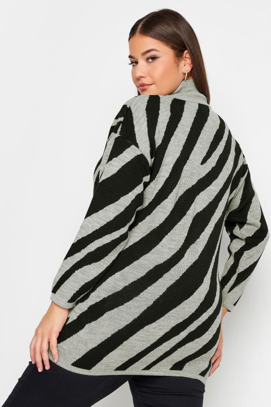 YOURS Plus Size Grey Zebra Print Turtle Neck Jumper | Yours Clothing 4