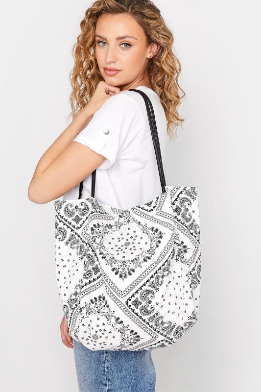 White Paisley Print Tote Bag | Yours Clothing  2