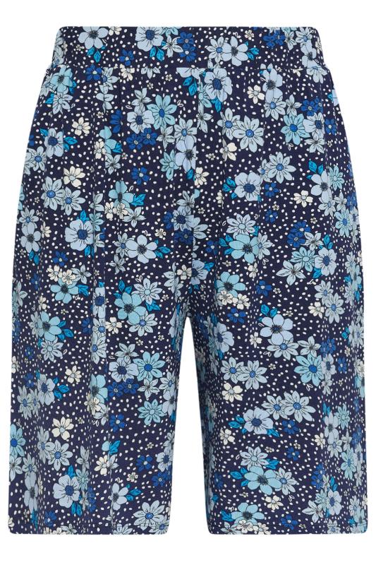 YOURS Plus Size Blue Floral Print Shorts | Yours Clothing 5