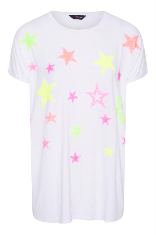 Curve White Star Embellished Drop Shoulder T-Shirt 6
