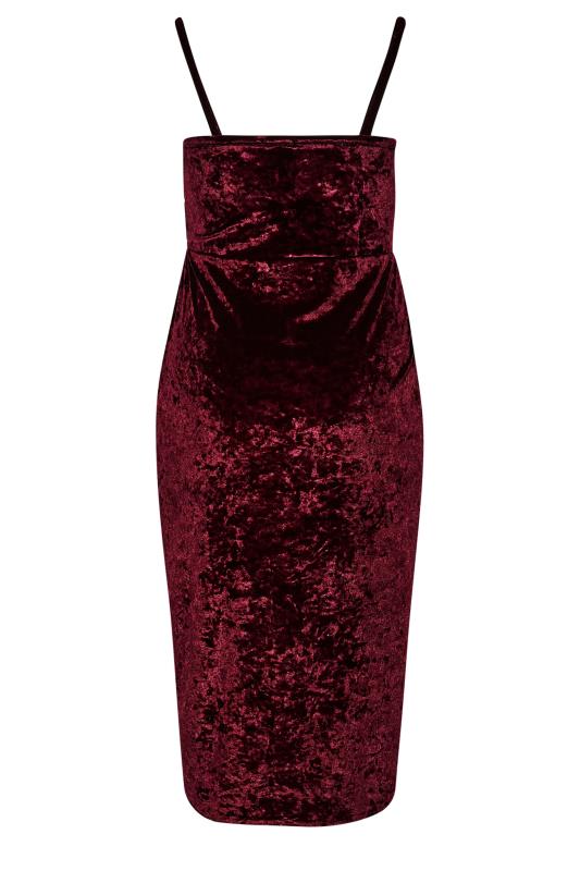 YOURS LONDON Plus Size Burgundy Red Velvet Bodycon Wrap Dress | Yours Clothing 7
