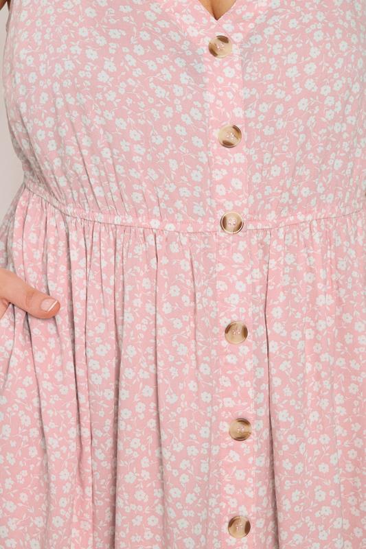 YOURS Plus Size Pink Ditsy Floral Sundress | Yours Clothing 6