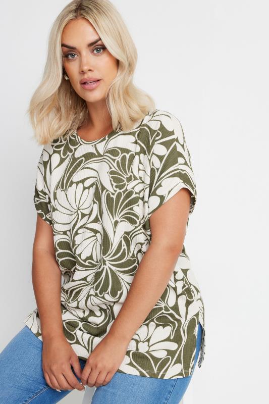 Plus Size  YOURS Curve Green Abstract Swirl Print Top