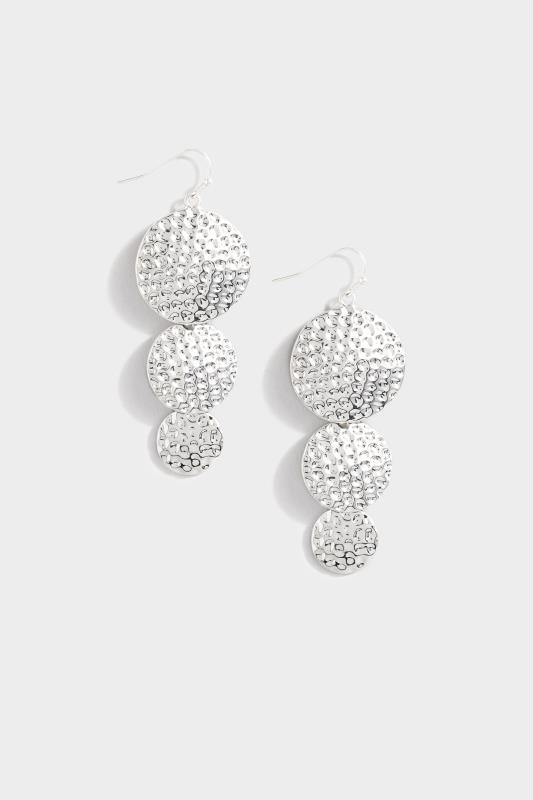 Plus Size  Silver Hammered Large Disc Earrings
