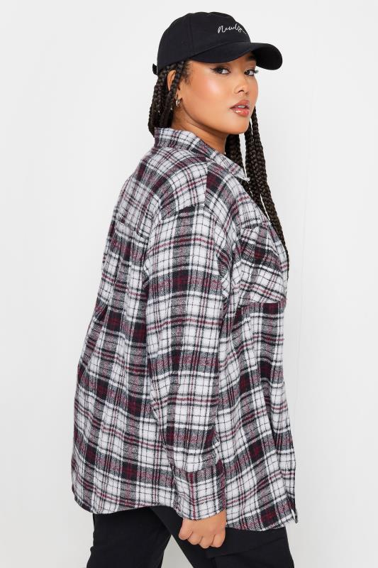 LIMITED COLLECTION Plus Size White & Red Check Print Shacket | Yours Clothing 5