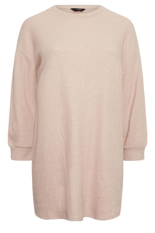 YOURS Plus Size Pink Soft Touch Ribbed Jumper Dress | Yours Clothing 5