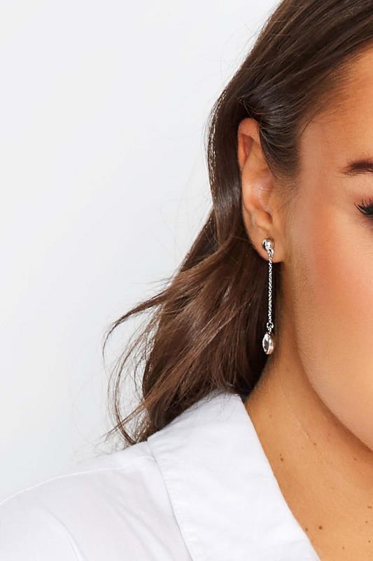 Silver Diamante Drop Earrings | Yours Clothing 1