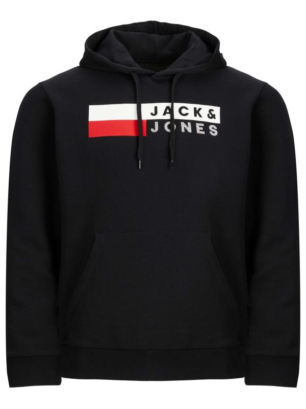 JACK & JONES Big & Tall Black & Red Logo Print Hoodie | BadRhino 2
