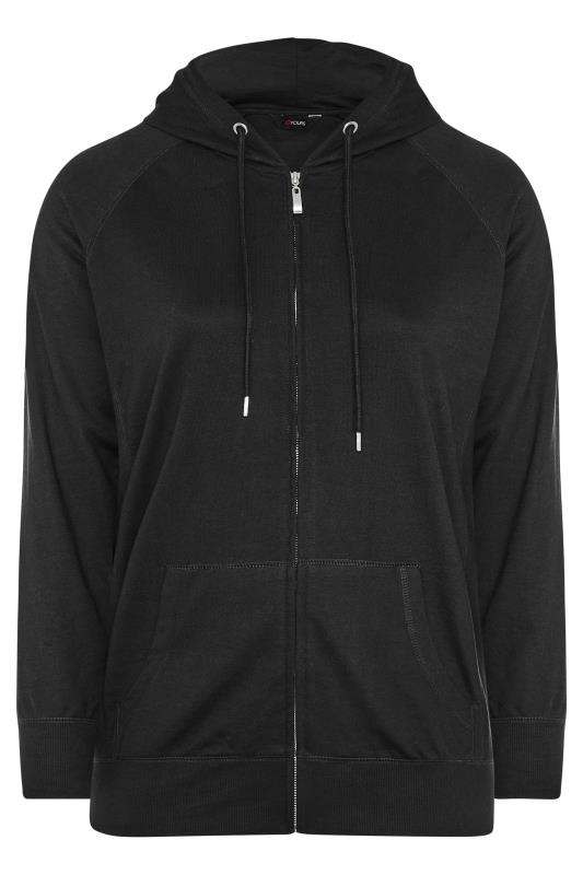 Plus Size  Black Zip Through Hoodie