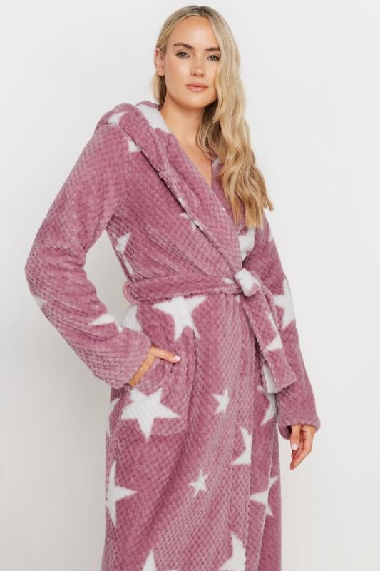 LTS Tall Pink Star Print Waffle Dressing Gown | Long Tall Sally 4