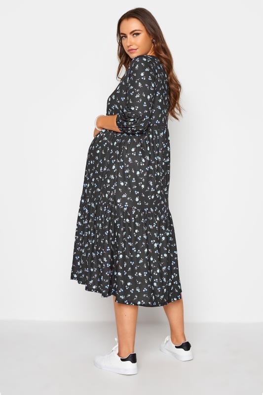 Plus Size BUMP IT UP MATERNITY Black Ditsy Floral Smock Dress | Yours Clothing 3