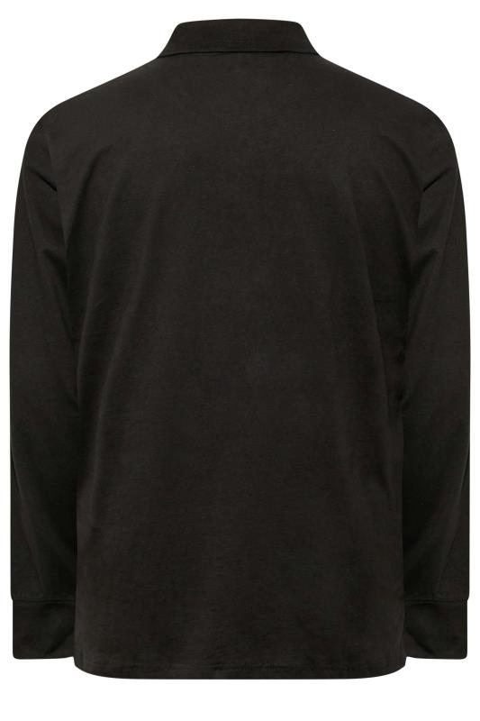 KAM Big & Tall Black Long Sleeve Polo Shirt 4