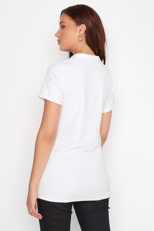 LTS Tall White Short Sleeve Collared Top 4