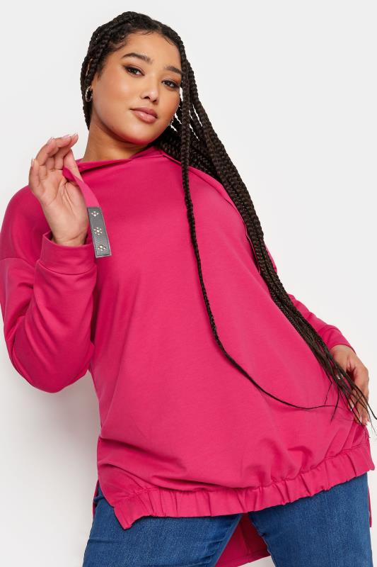  Grande Taille YOURS Curve Pink Embellished Tie Hoodie