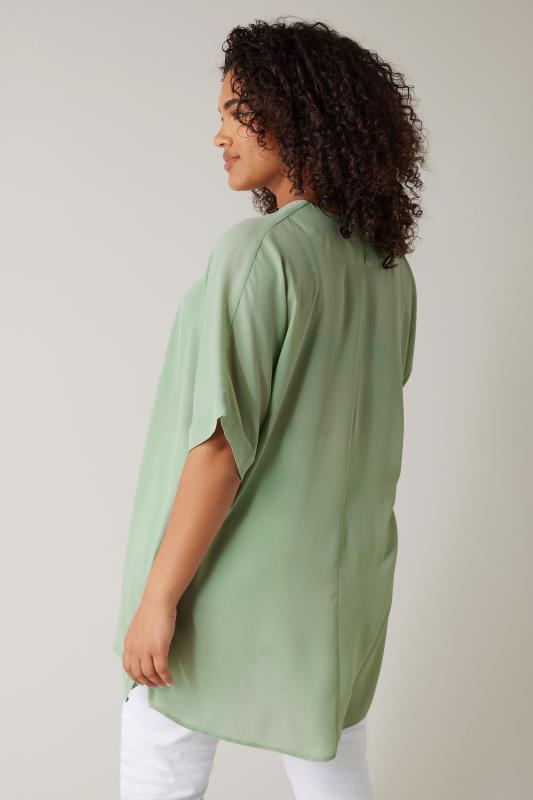 EVANS Plus Size Sage Green Pleat Front Blouse | Evans 3