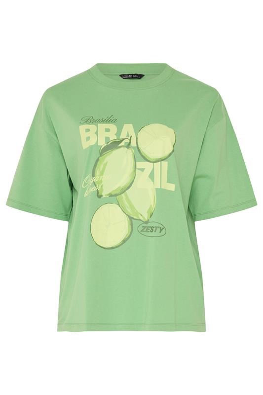 LIMITED COLLECTION Plus Size Green 'Brazil' Lime Longline T-Shirt | Yours Clothing 6