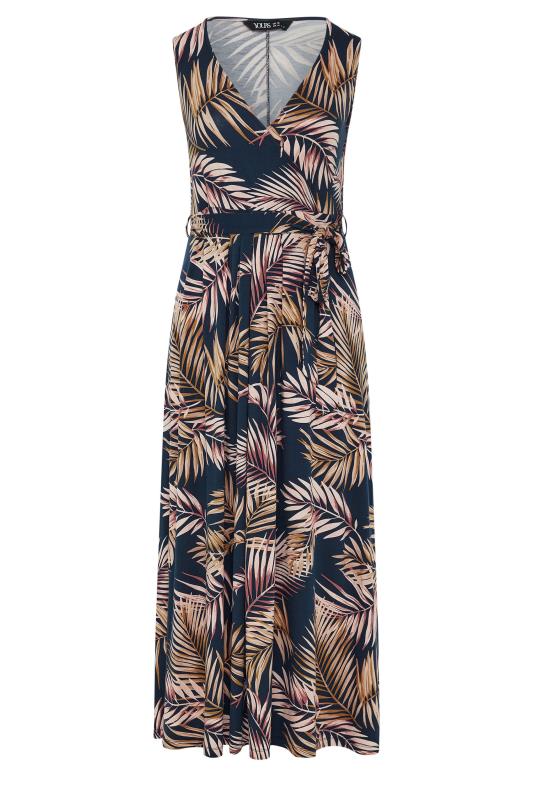 YOURS Plus Size Navy Blue Leaf Print Maxi Wrap Dress | Yours Clothing 5