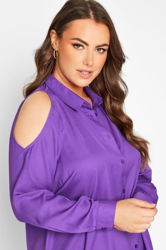 Plus Size Purple Cold Shoulder Shirt | Yours Clothing 4