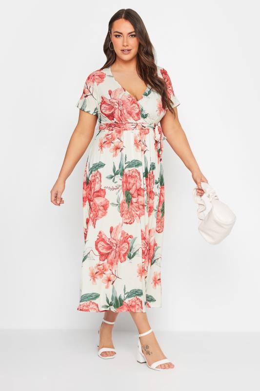YOURS Plus Size White Floral Print Wrap Dress | Yours Clothing 1