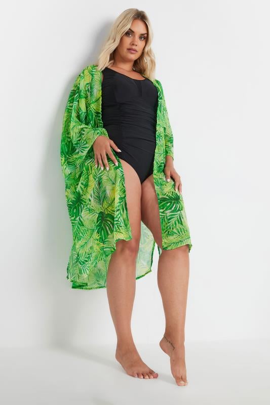 YOURS Plus Size Green Tropical Print Beach Shirt | Yours Clothing 2