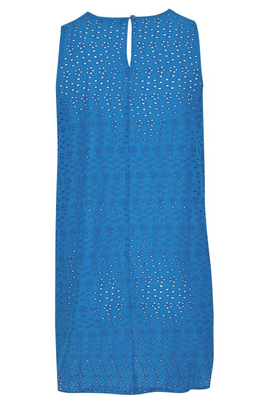 Curve Blue Broderie Anglaise Dipped Hem Vest Top 7