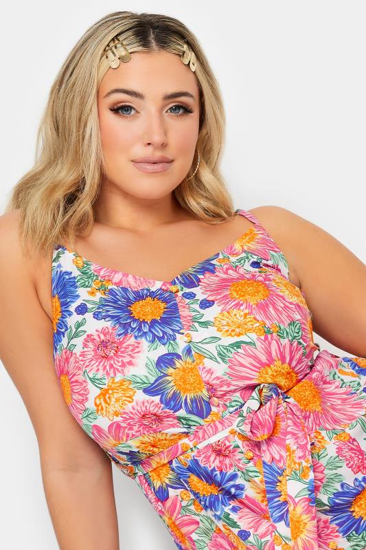 LIMITED COLLECTION Plus Size Curve Pink Floral Frill Hem Midaxi Dress | Yours Clothing  4