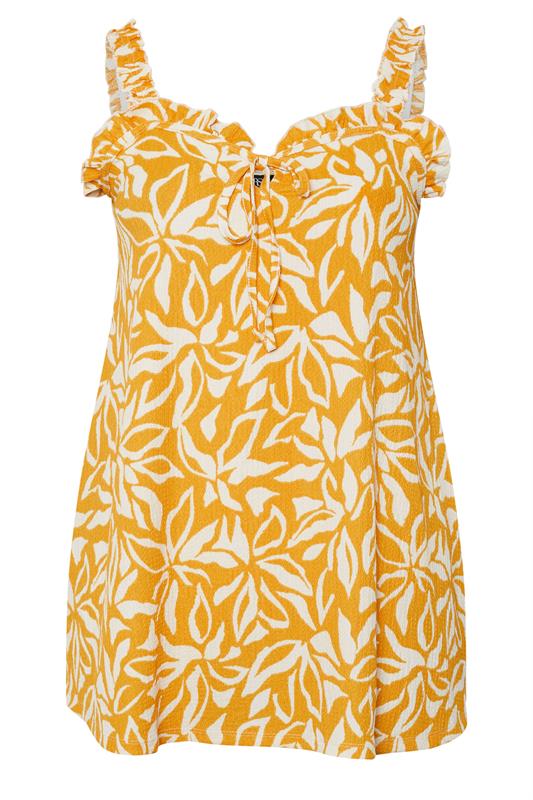 YOURS Plus Size Yellow Abstract Frill Vest Top | Yours Clothing 5