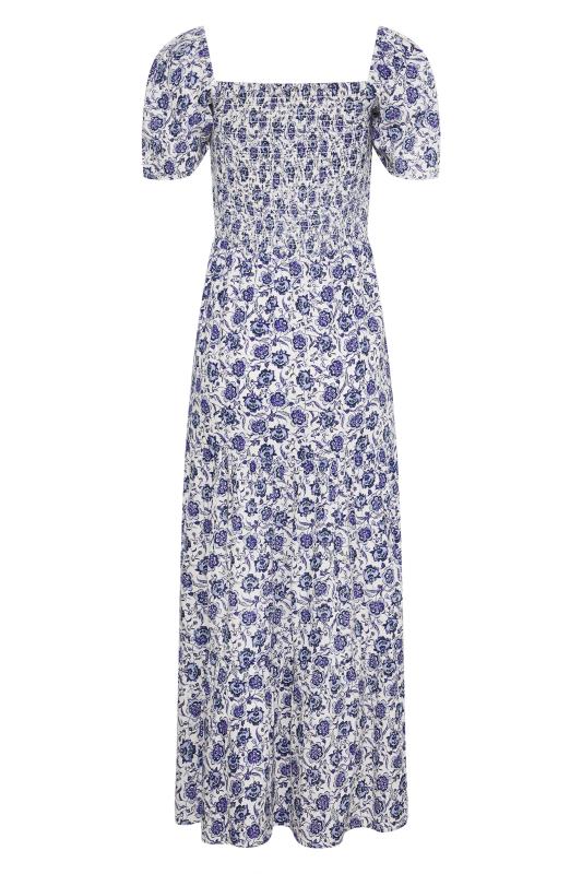LTS Tall Blue Floral Print Shirred Maxi Dress 7